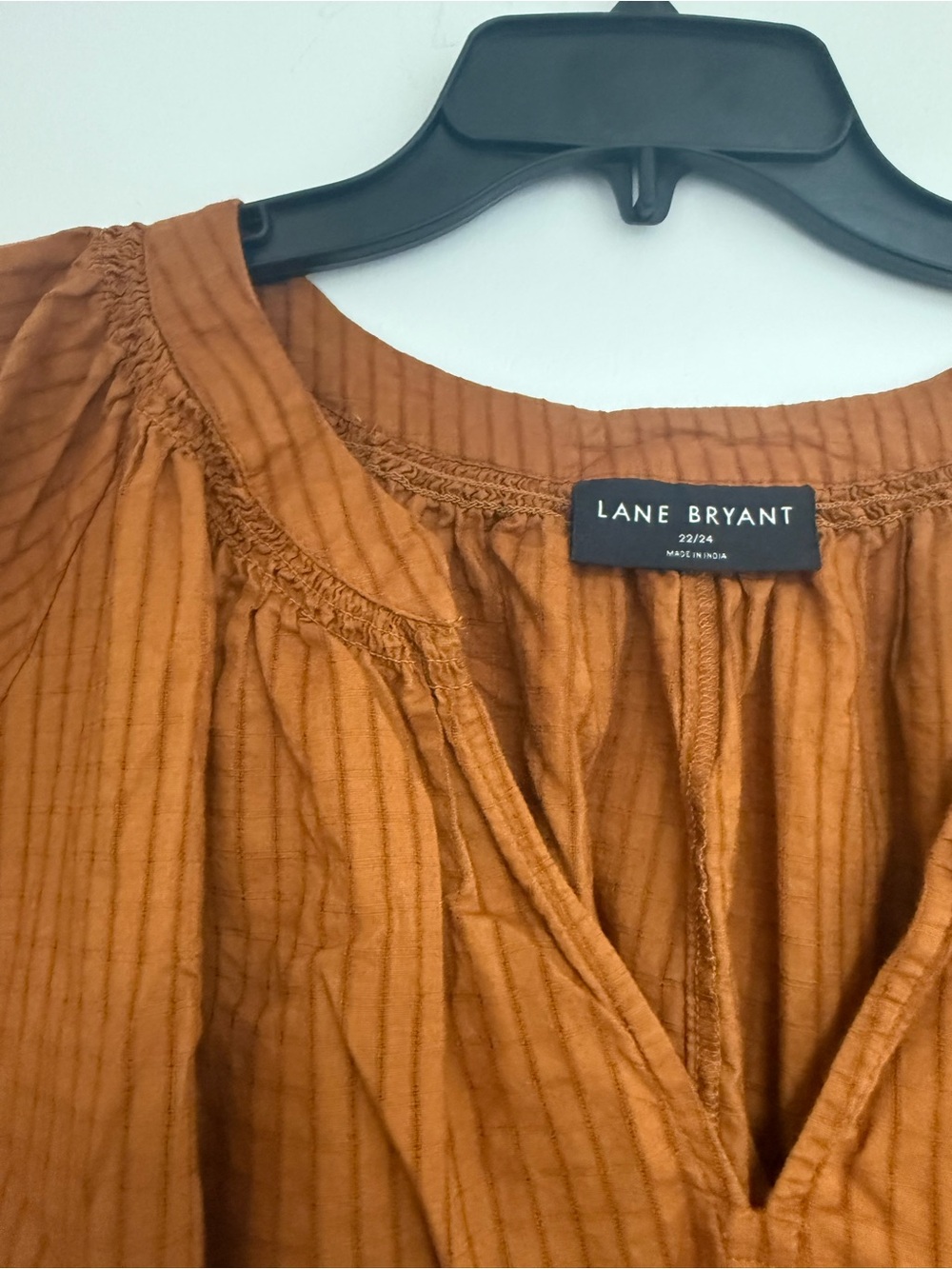 Lane Bryant Burnt Orange Pintuck Peasant Blouse, Size 22/24 - Picture 2 of 8
